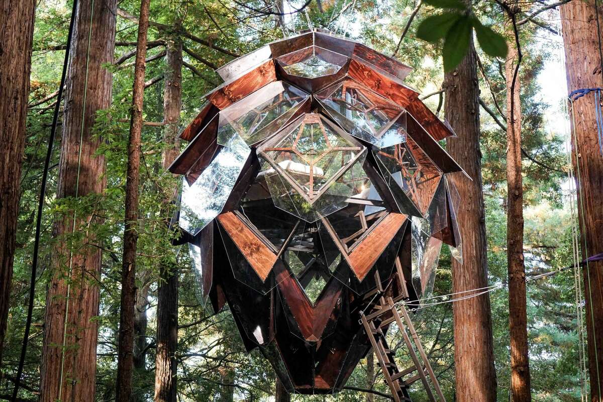 The Oakland-based company o2 Treehouse is selling a pinecone-shaped treehouse for approximately $150,000.