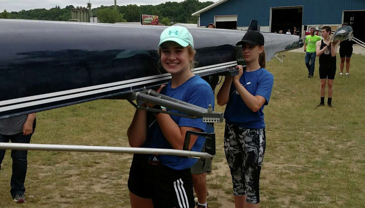 Dow High's Anna Jensen prepares for practice with the Bay City Rowing Club. (Photo provided)