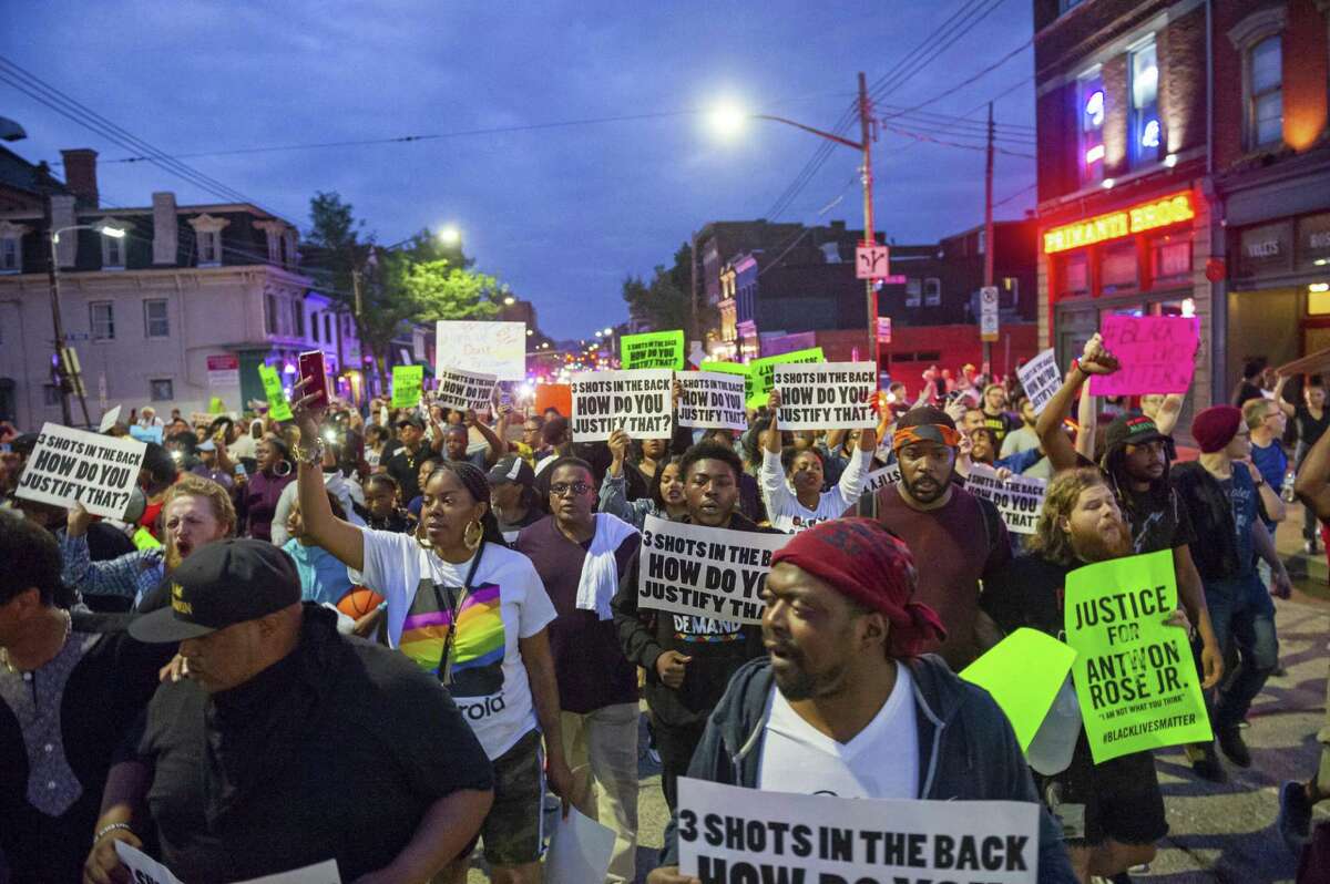 Demonstrators in June protesting the fatal police shooting of Antwon Rose Jr. march through the South Side section of Pittsburgh. The Black Lives Matter movement divides us along predictable lines.