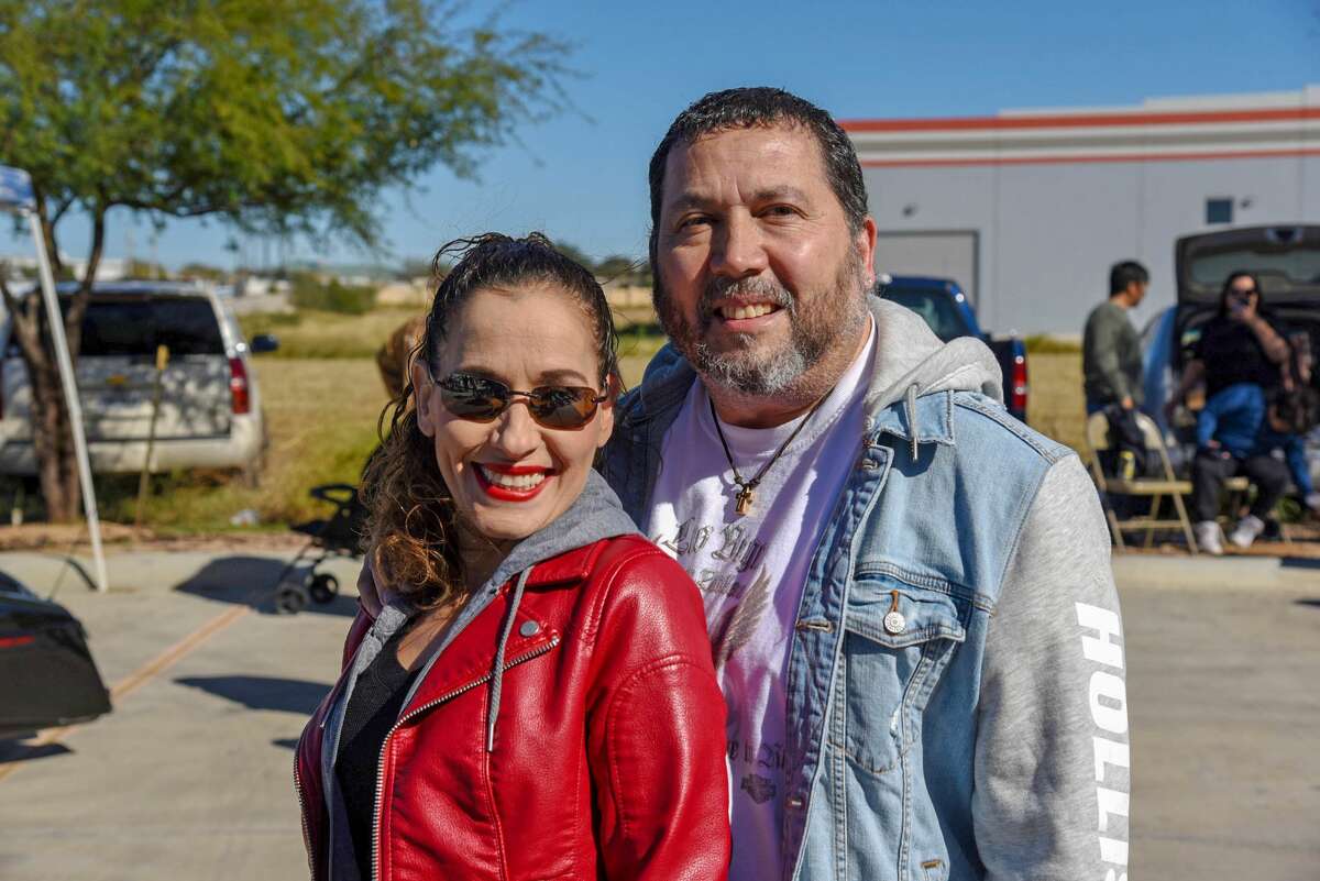 Linda and Ray Valdez pose for a photo during the Harley Davidson Christmas Party and Menudo Cook-Off.