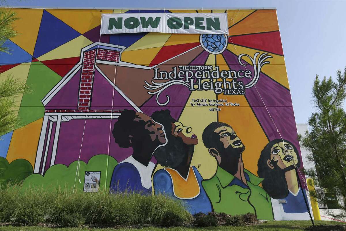The Whole Foods Market 365 mural reflects the African American roots of the Independence Heights on Wednesday, Aug. 22, 2018, in Houston.