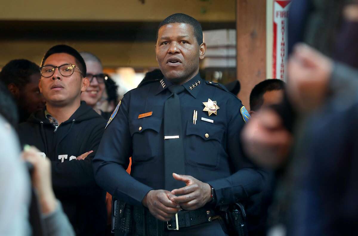 San Francisco Police Chief William �Bill� Scott sings at the holiday singalong concert at Arc on Monday, Dec. 17, 2018, in San Francisco, Calif.