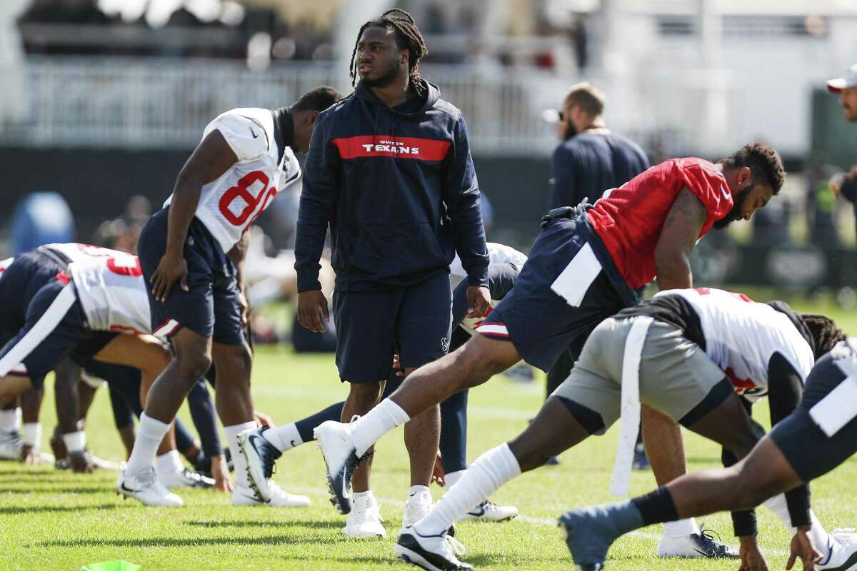 PHOTOS: Current NFL players from Houston  Houston Texans running back D'Onta Foreman walks on the field as his teammates warm up during training camp at the Greenbrier Sports Performance Center on Sunday, Aug. 5, 2018, in White Sulphur Springs, W.Va. Foreman is still recovering from an achilles injury, suffered last season. >>>Browse through the photos to see which current NFL players come from Houston ... 