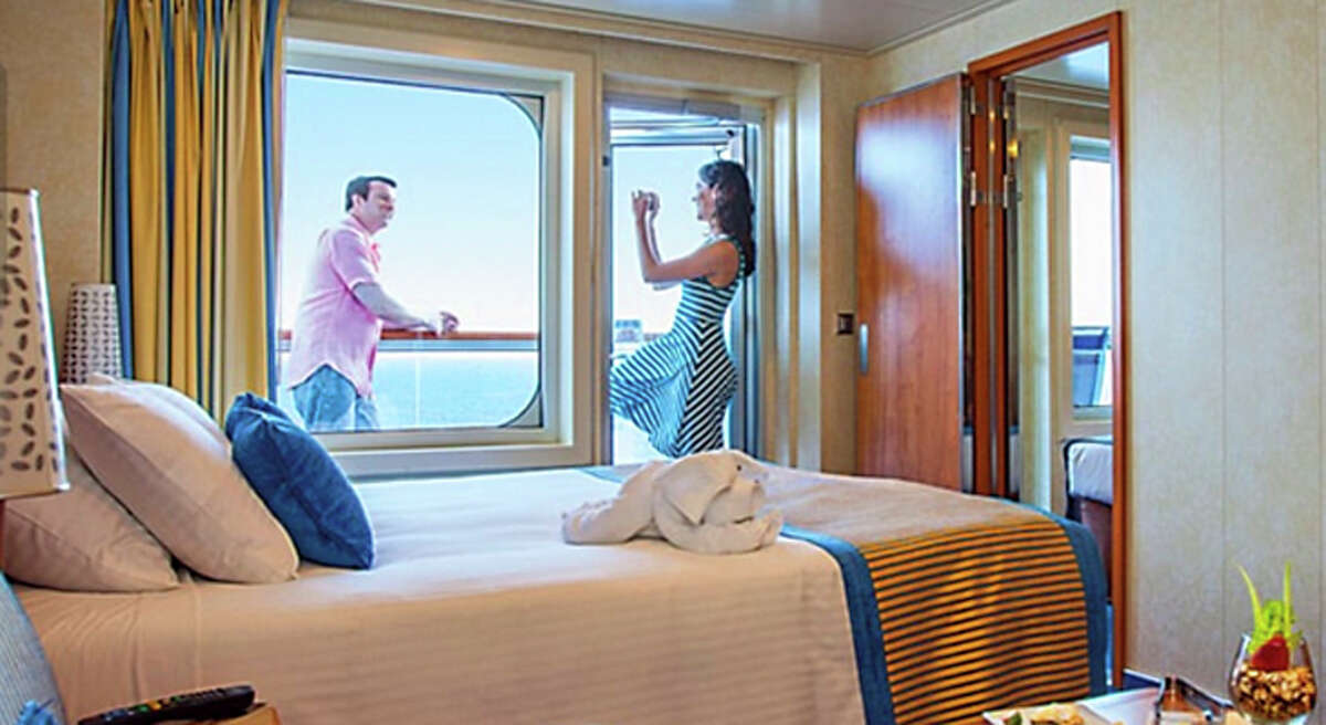 An ocean-view cabin on the Carnival Miracle.