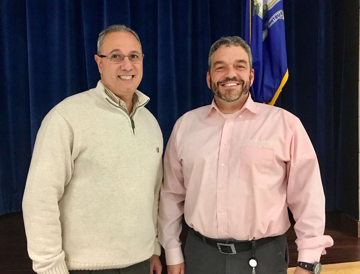 Regional School Study Committee Co-chairs John Izzo and James Gildea. Derby Middle School. Dec. 17, 2018