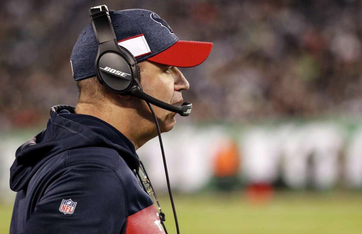 Houston Texans head coach Bill O'Brien coaches from the sidelines against the New York Jets during the first quarter of an NFL football game at MetLife Stadium on Saturday, Dec. 15, 2018, in East Rutherford, N.J.