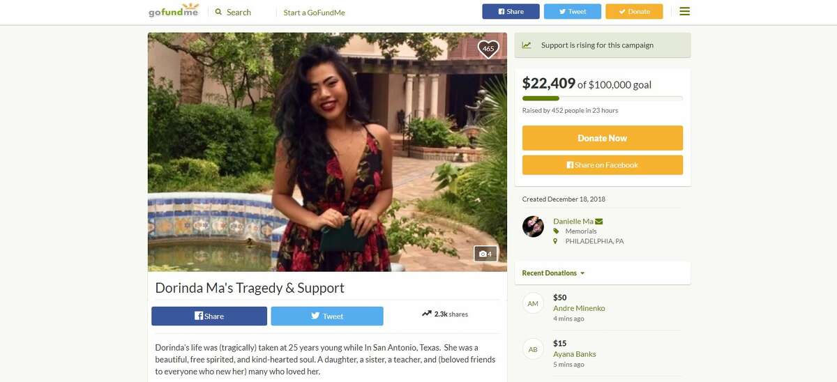 The fundraiser for Dorinda Ma, the victim of the attack had raised more than $20,000 by 8:30 a.m. Monday. The money will be used to pay her medical bills, funeral expenses and travel arrangements, so that her body can be transported to her home city of Philadelphia.