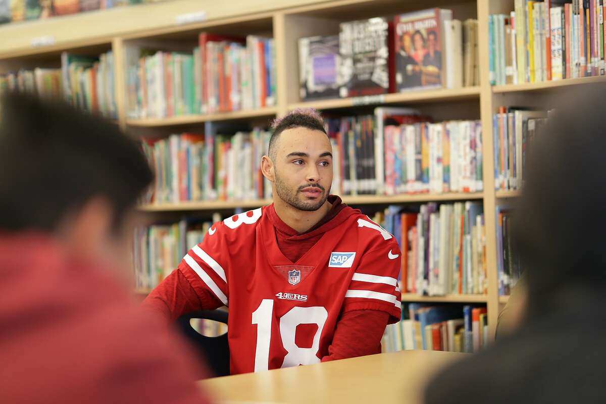 49ers Wide Receiver Dante Pettis and the 49ers partnered with Counseling and Support Services for Youth (CASSY) for a Mental Health Awareness event at Monroe Middle School in San Jose on Tuesday December 18, 2018. Pettis and his teammates partnered with 6th, 7th and 8th grade students for small groups discussions centered on managing stress and destigmatizing mental health.
