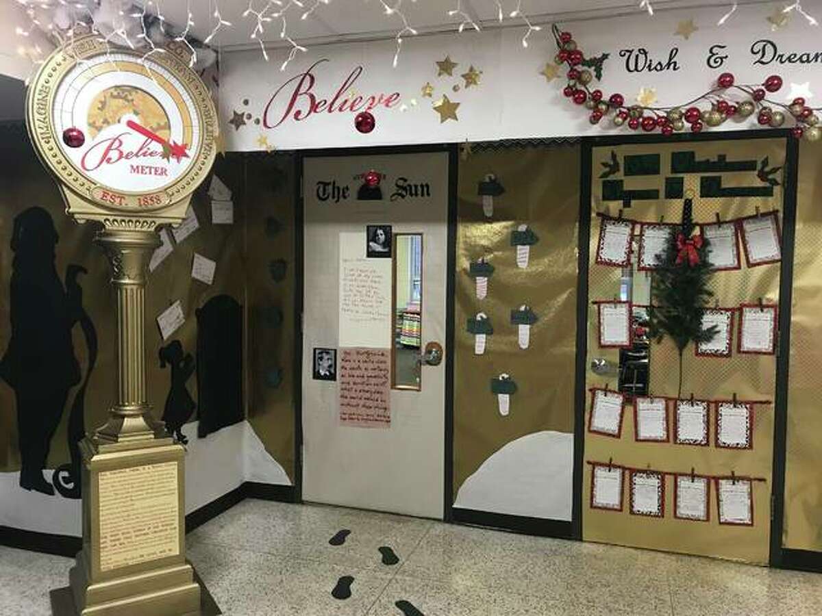 Macy’s donated the “Believe” meter set up outside the classroom of Jill Davis, Amy Donohoo and Katie Lingle at Lewis & Clark Elementary School in Wood River.