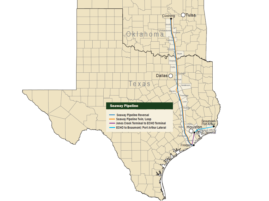 Seaway booking new capacity on Cushing to Gulf Coast crude oil pipeline
