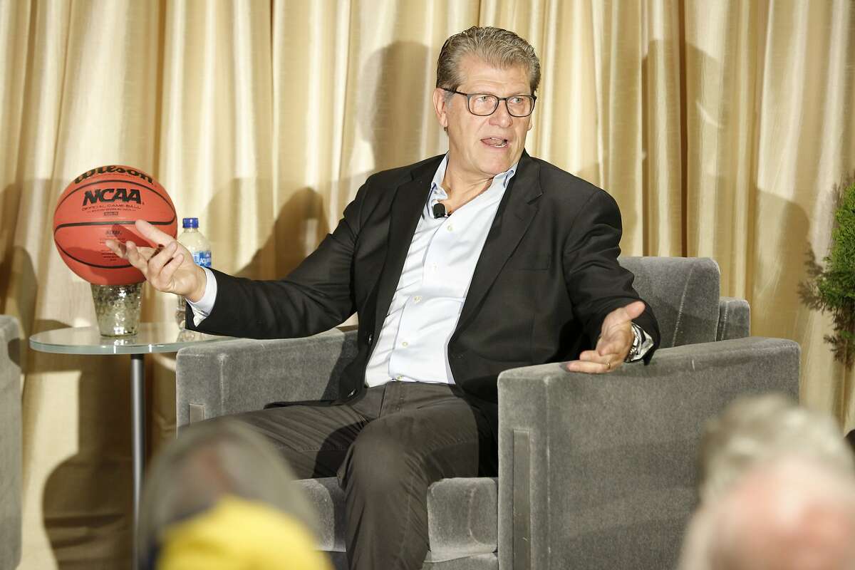 Connecticut Huskies head coach Geno Auriemma in "A Chat With Champions" at the University Club inside Memorial Stadium on Friday, Dec. 21, 2018, in Berkeley, Calif.