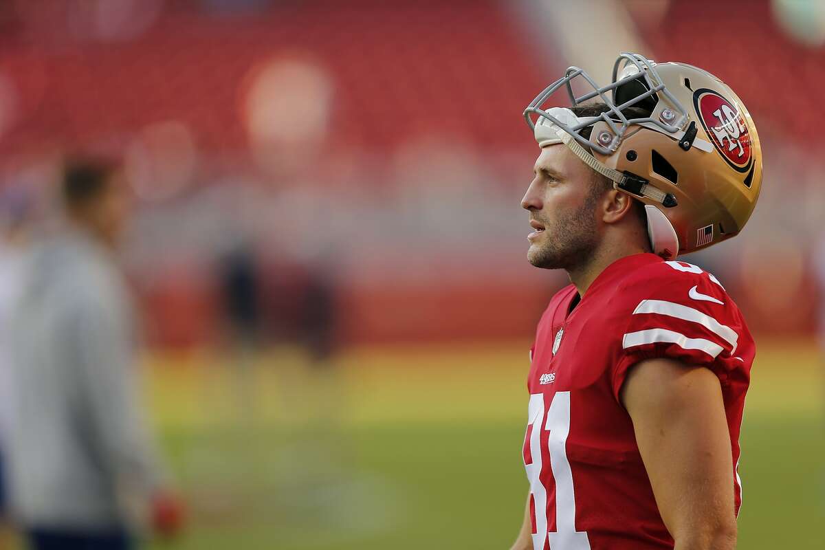 San Francisco 49ers wide receiver Trent Taylor (81) before an NFL preseason game against the Los Angeles Chargers at Levi's Stadium on Thursday, Aug. 30, 2018, in Santa Clara, Calif.