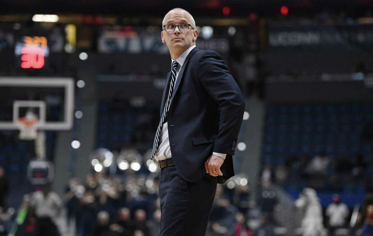UConn coach Dan Hurley, seen here during a game earlier this season, watched his Huskies get beat by Villanova on Saturday in New York.