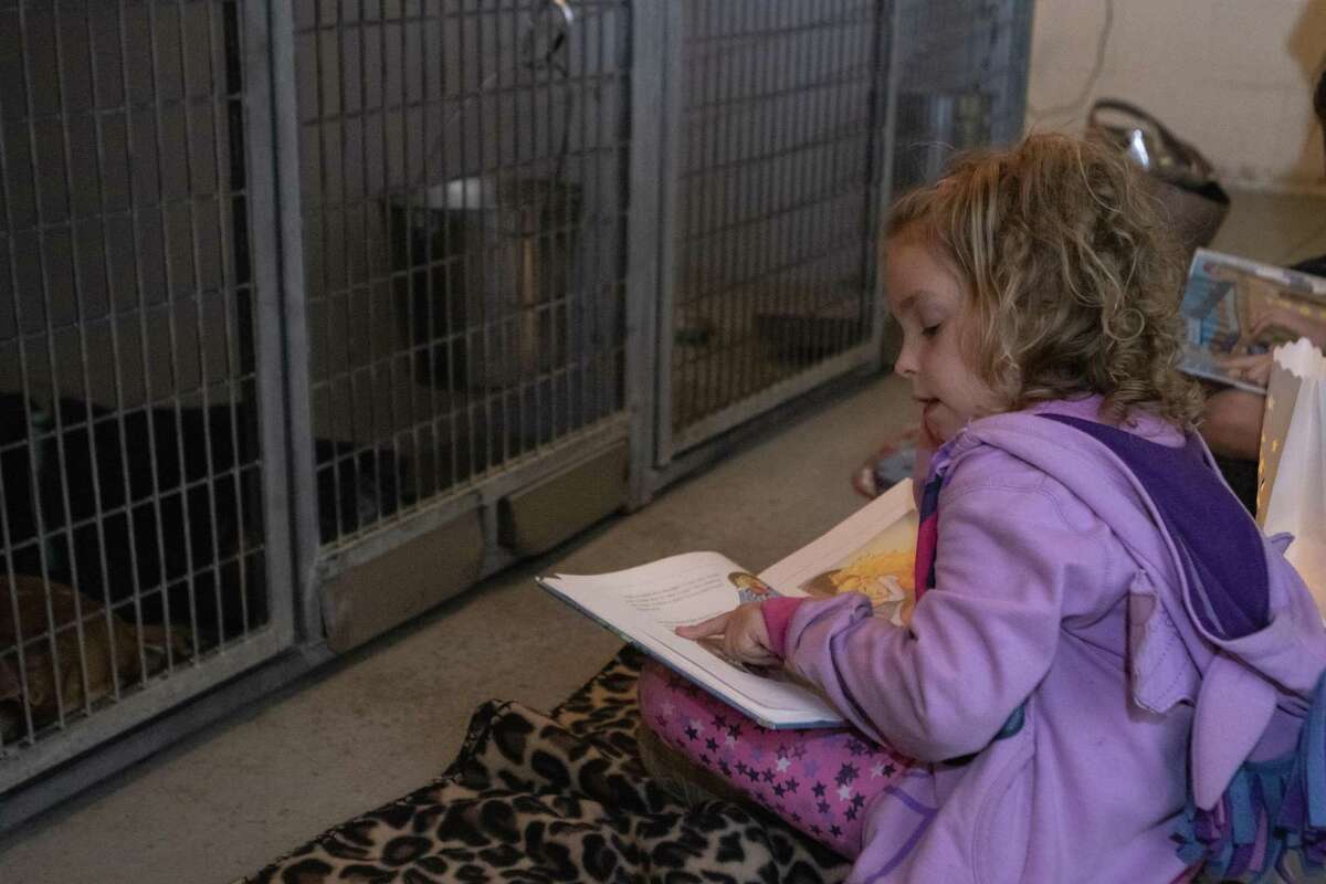 Children read to Montgomery County Animal Shelter dogs for Christmas