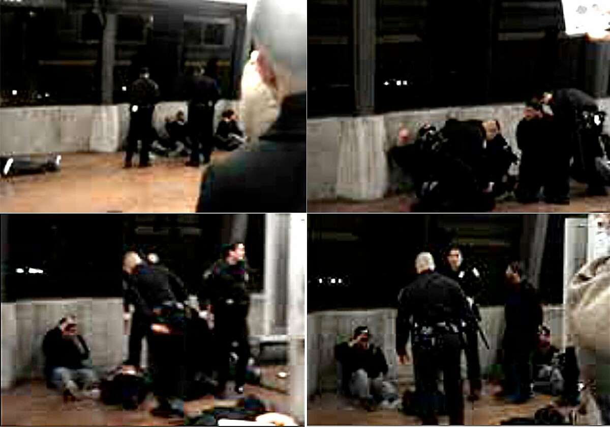 2009年1月1日，律师约翰·伯里斯发布了一段手机视频，合成了约翰内斯·梅瑟勒在弗鲁特维尔捷BART站台射杀奥斯卡·格兰特之前和之后的画面。(左上)在弗鲁特维尔车站的站台上，奥斯卡·格兰特靠墙坐着，捷运系统的警察与他交谈。(右上)马塞尔和另一名军官将格兰特平躺在地上。(左下)马塞尔在射杀格兰特后拿着枪。(右下)马塞尔开枪后抬起头。