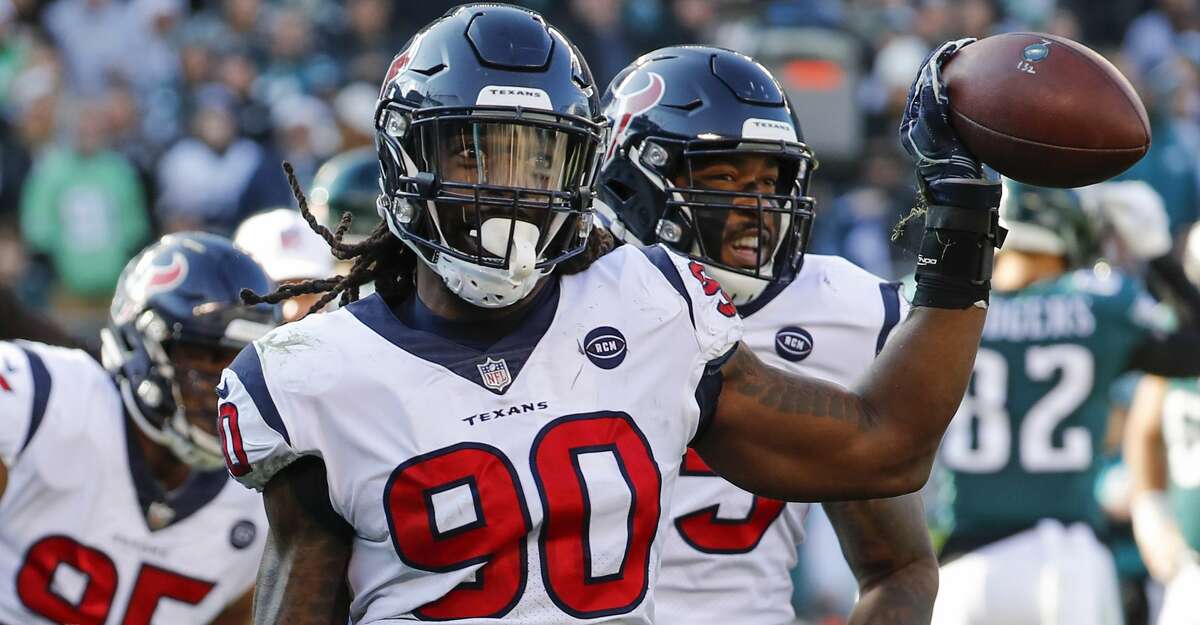 PHOTOS: Texans vs. Eagles Houston Texans outside linebacker Jadeveon Clowney (90) celebrates his fumble recovery after sacking Philadelphia Eagles quarterback Nick Foles during the first half of an NFL football game at Lincoln Financial Field on Sunday, Dec. 23, 2018, in Philadelphia. Browse through the photos to see action from the Texans' loss to the Eagles on Sunday.
