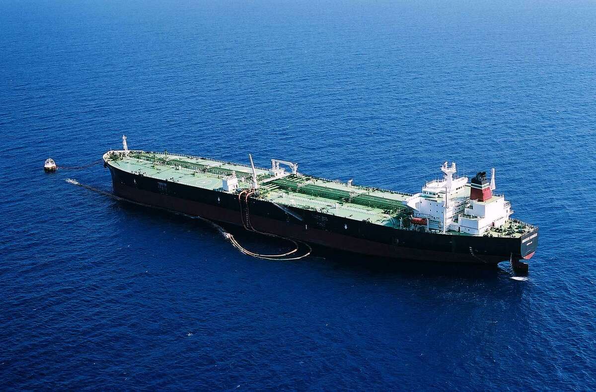A tanker unloads crude oil at a buoy at the Louisiana Offshore Oil Port. The LOOP is the only oil export and import terminal in the U.S. that can host fully loaded Very Large crude carriers, which can hold 2 million barrels of oil.