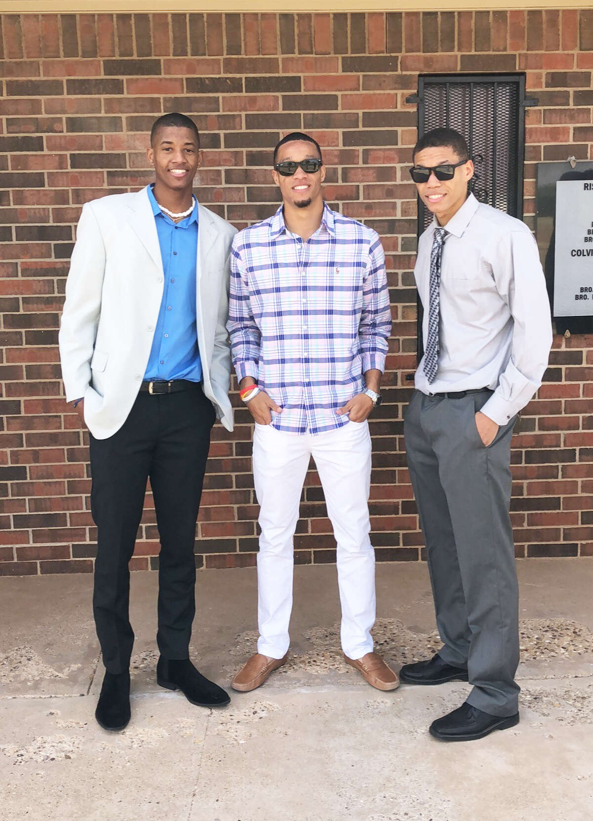 BROTHERLY LOVE While going different paths and pursuing different interests, (pictured left to right) Culver brothers Jarrett, a sophomore guard at Texas Tech, Trey, a Texas Tech graduate and high jumper, and JJ, a junior guard Wayland Baptist, are competitive but support and help one another.