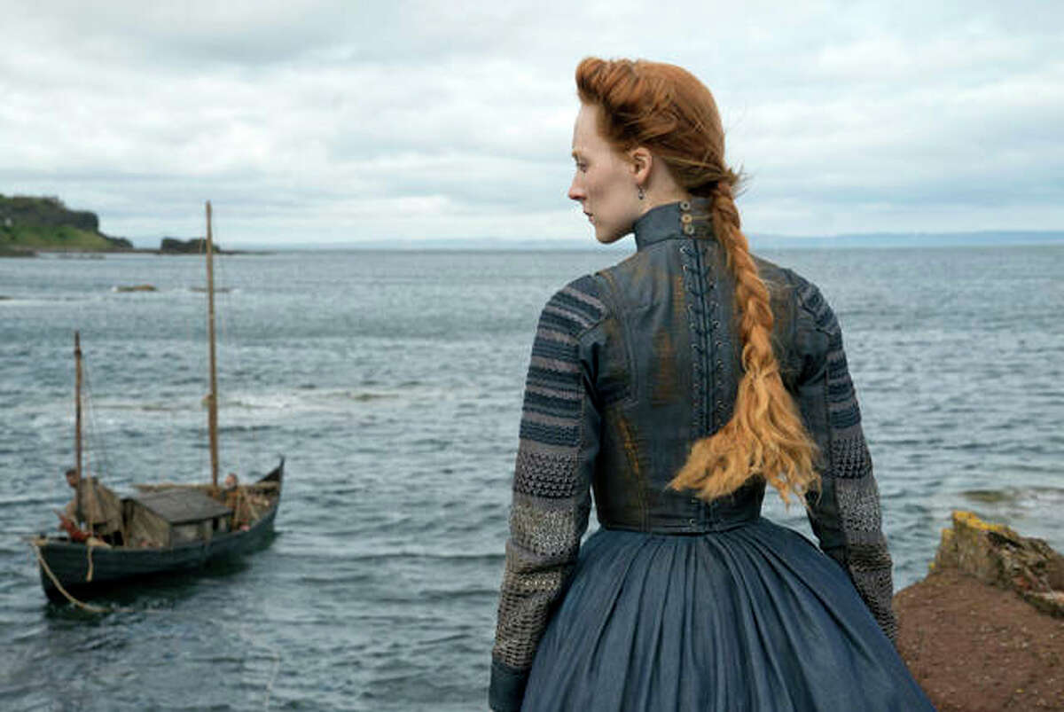 This image released by Focus Features shows Saoirse Ronan as Mary Stuart in a scene from “Mary Queen of Scots.”