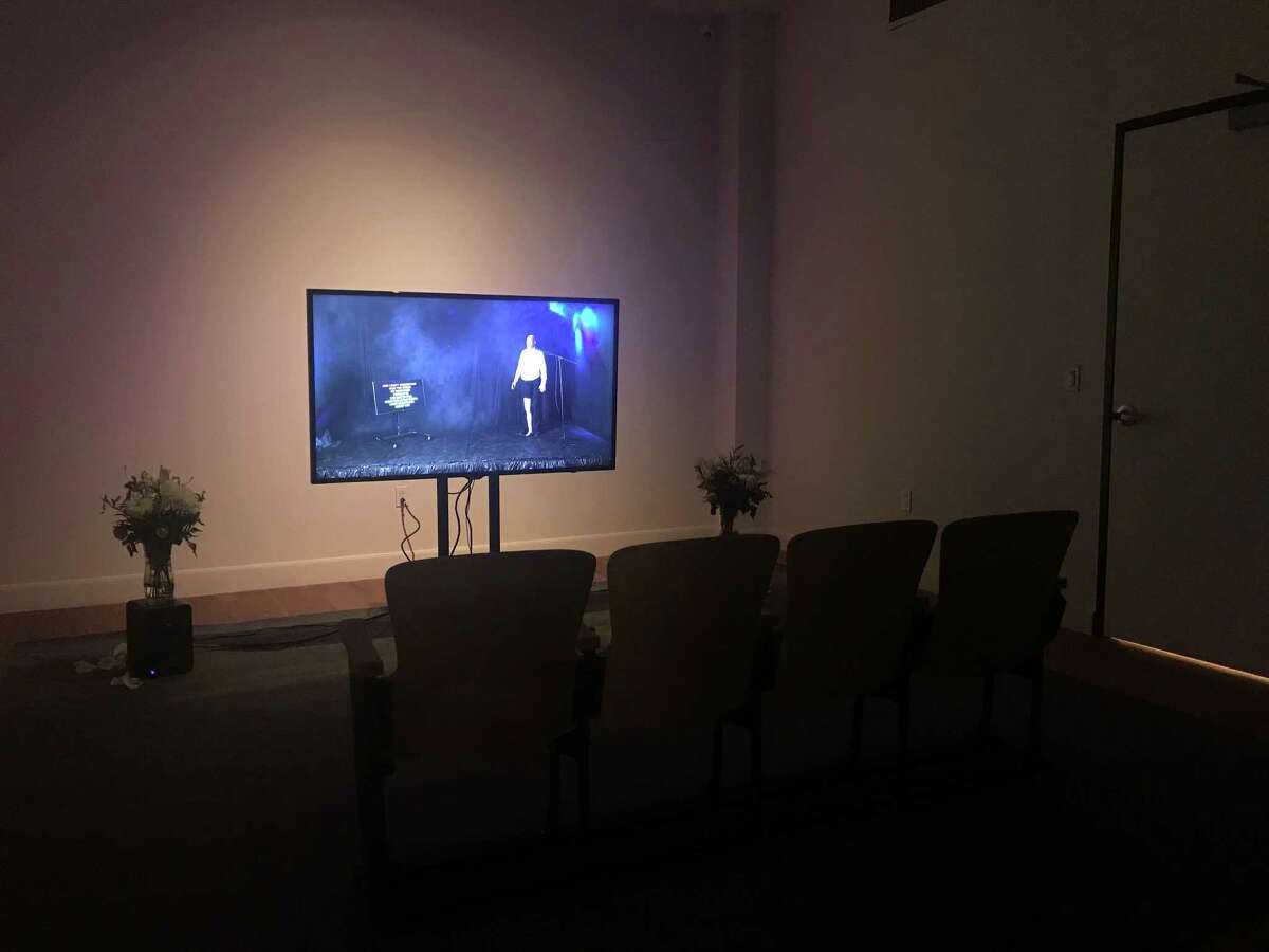 Ryan Hawk's installation "Sweet Surrender" at Lawndale Art Center included a room with a video cinema and another room with encased fabric sculpture. Hawk is among three Houston recipients of the Dallas Museum of Art’s 2019 Awards for Artists.