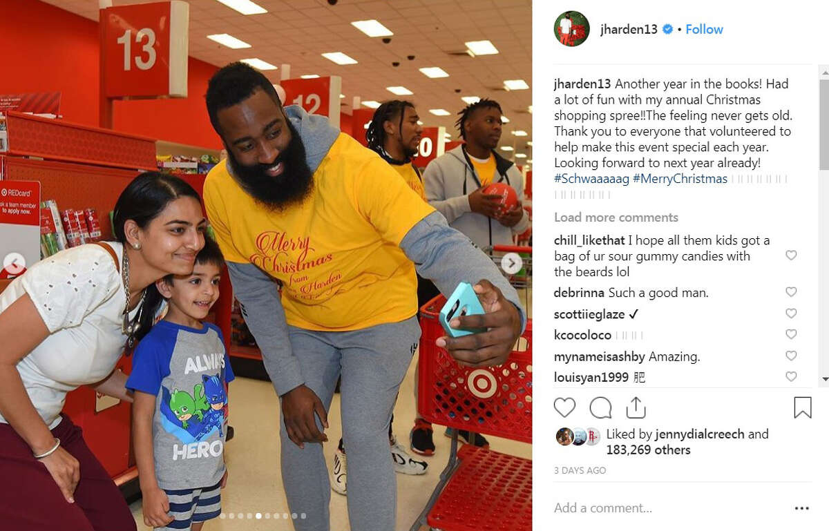 Rockets' James Harden treats kids to Christmas shopping spree