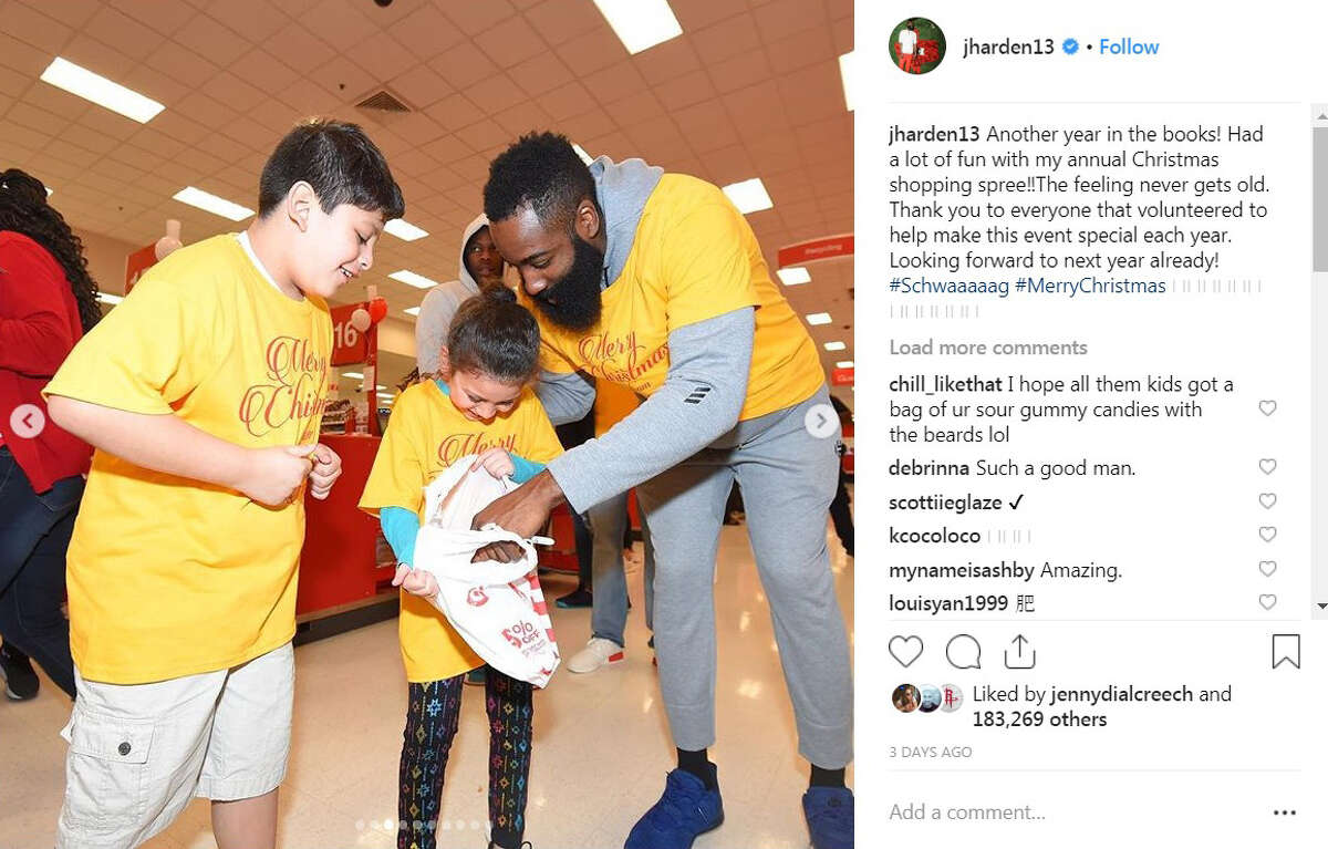 Rockets' James Harden treats kids to Christmas shopping spree