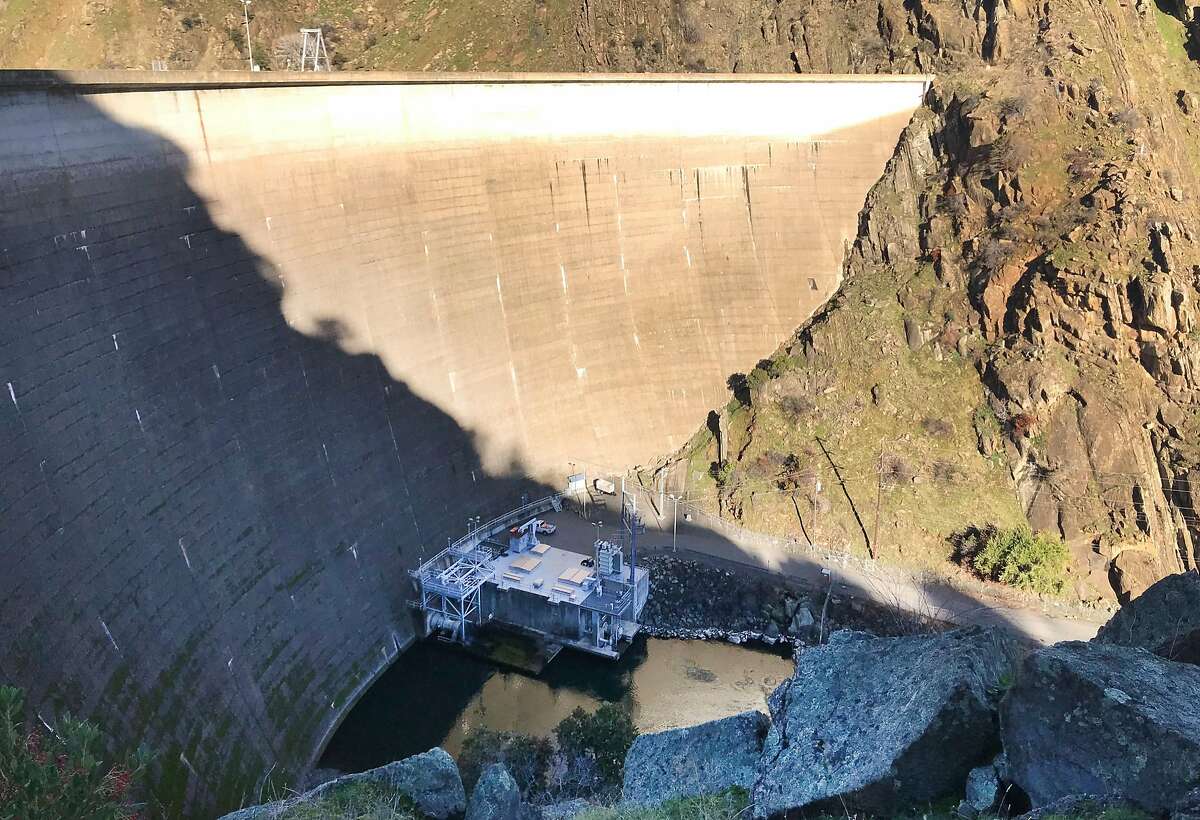 A hydroelectric plant generates power at the base of Monticello Dam at Lake Berryessa near Winters, Calif. on Thursday, Dec. 27, 2018.