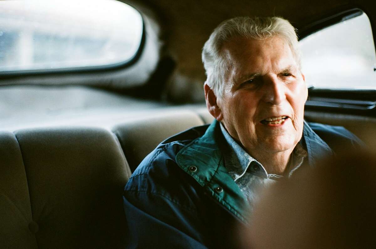 Al Hinkle in the back seat of the 1949 Hudson used in the film "On the Road."