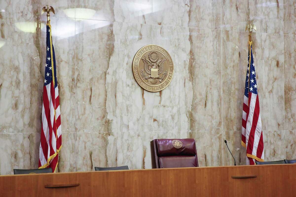 The seal for the United States District Court for the Southern District of Texas hangs on the wall at the Federal Courthouse Tuesday Sept. 18, 2018 in Houston.