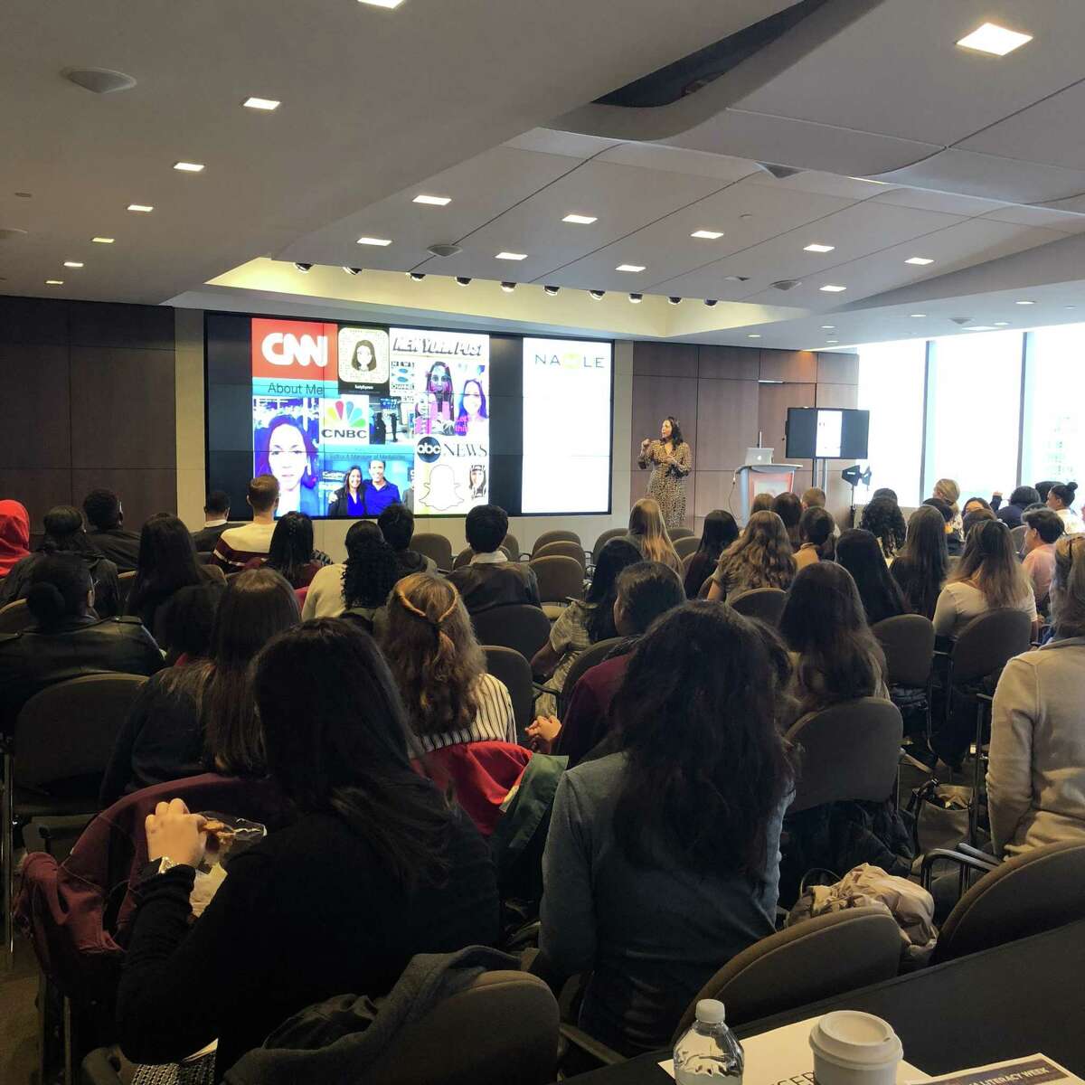Katy Byron, editor at The Poynter Institute and MediaWise project manager, teaches 120 students, teachers and professional journalists about fact-checking at an event that was hosted by Reuters in New York City on Nov. 9, 2018. She and the MediaWise team will hold workshops at Memorial and Spring Woods High Schools and Spring Forest Middle School Jan. 7-10.