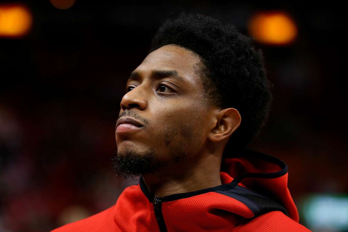 MIAMI, FL - DECEMBER 20: Brandon Knight #2 of the Houston Rockets looks on during the pregame introductions against the Miami Heat at American Airlines Arena on December 20, 2018 in Miami, Florida. (Photo by Michael Reaves/Getty Images)