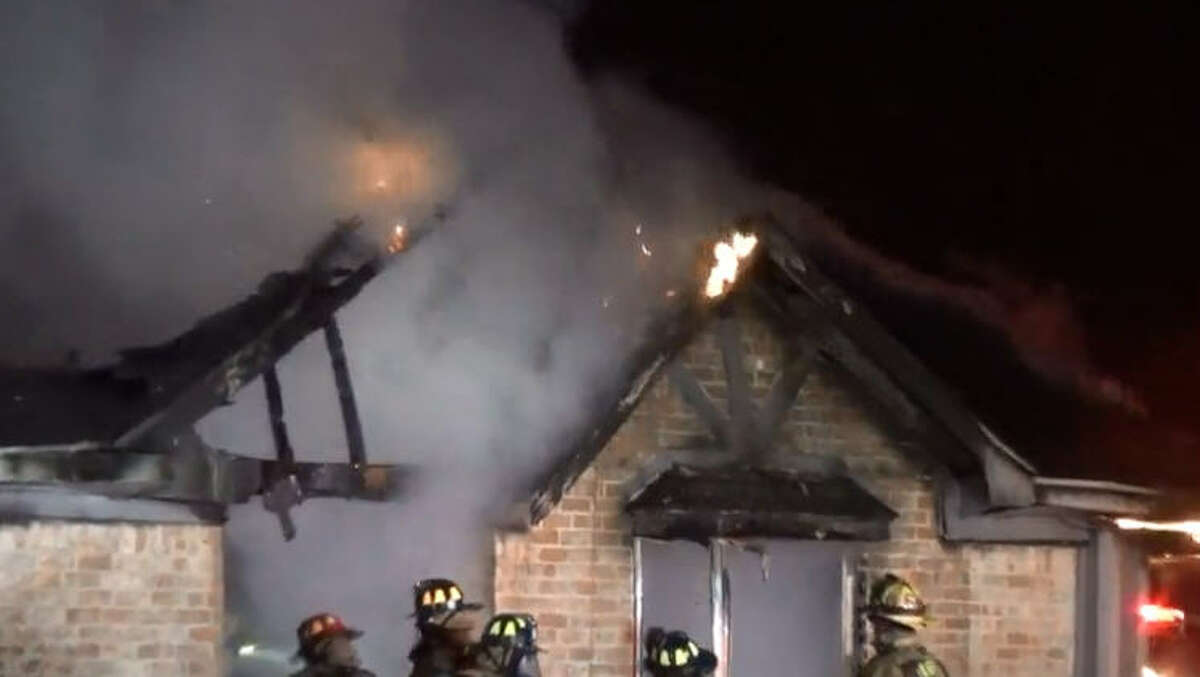 A firefighter was injured early Sunday in a blaze that destroyed a northwest Harris County home.