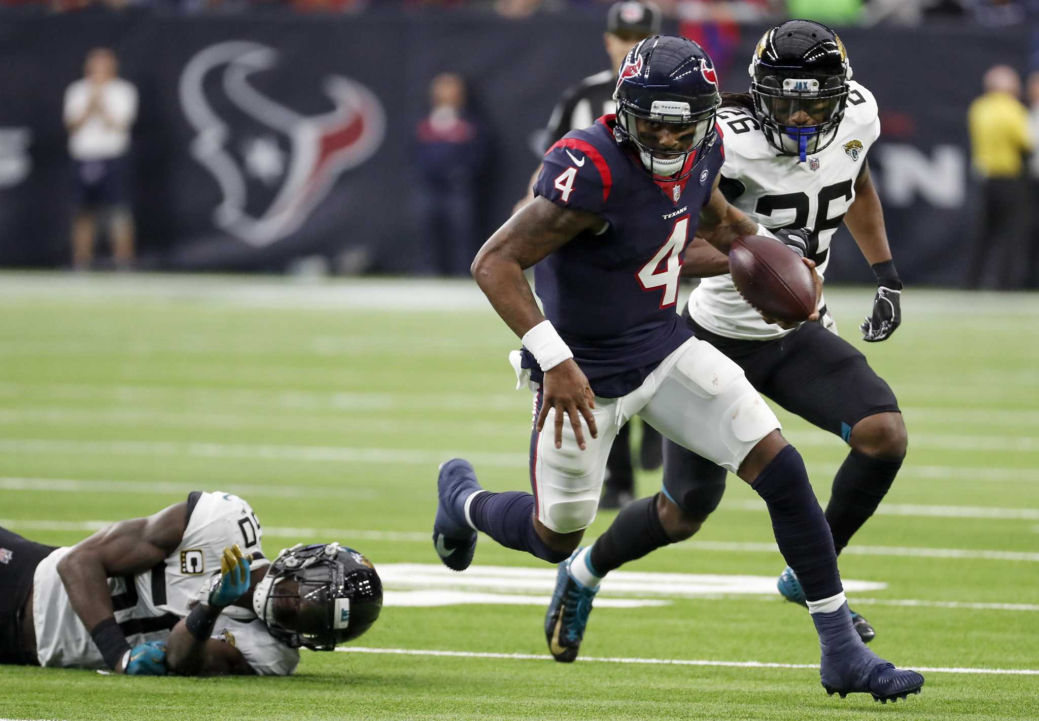 October 27, 2019 : Houston Texans strong safety Justin Reid (20) being  introduced prior to the game against the Oakland Raiders at NRG Stadium in  Houston, Texas. The score at the half