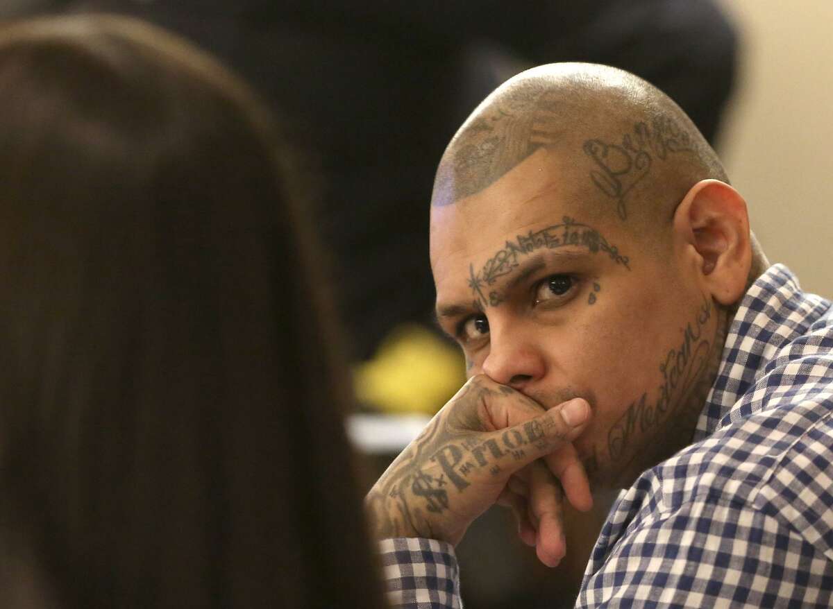 Gabriel Moreno looks Tuesday, March 6, 2018 around the courtroom during his murder trial. Moreno was found not guilty in the beating, killing and dismemberment of Jose Luis Menchaca in 2014.