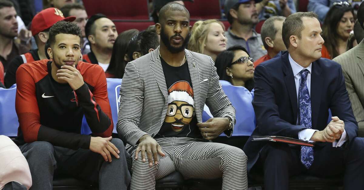 PHOTOS: Revisiting the Rockets' trade for Chris Paul  Houston Rockets guard Chris Paul sits on the bench during the first quarter of the NBA game against the Oklahoma City Thunder at Toyota Center on Tuesday, Dec. 25, 2018, in Houston. >>>Here's a look back at what happened to all the players in the trade that sent Chris Paul from the Los Angeles Clippers to the Houston Rockets ... 