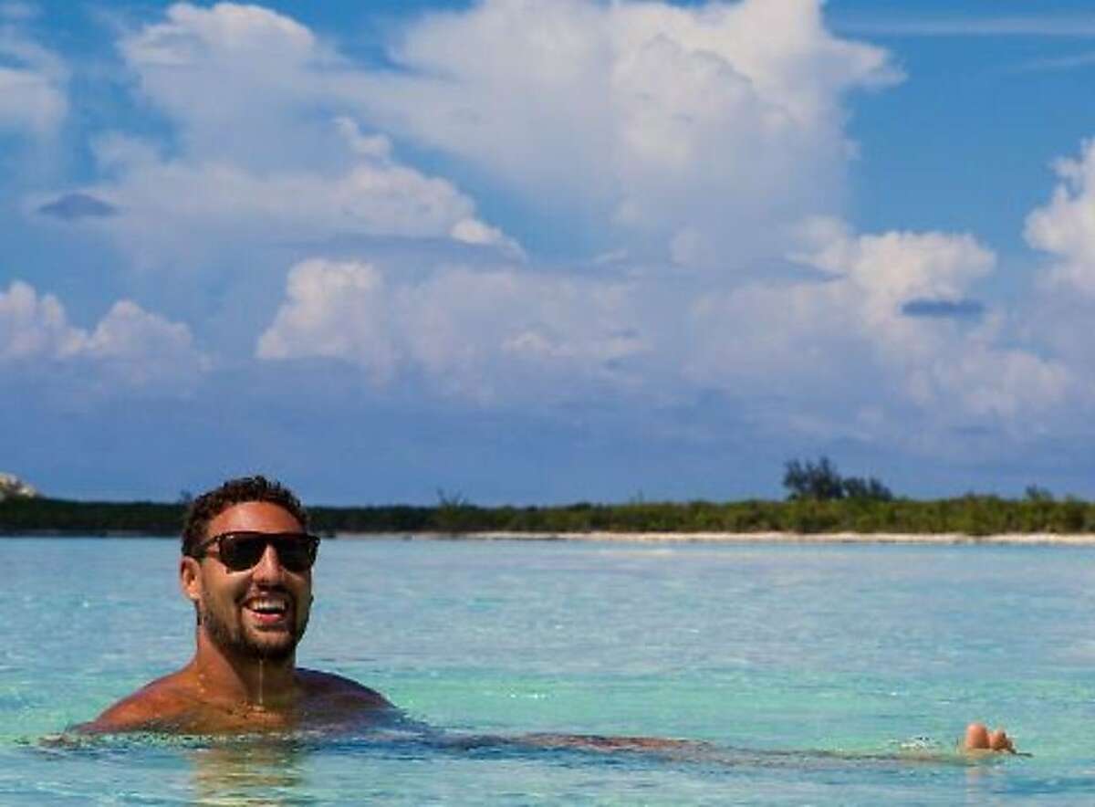 Klay Thompson takes a swim in the Bahamas during a vacation in the summer of 2017.