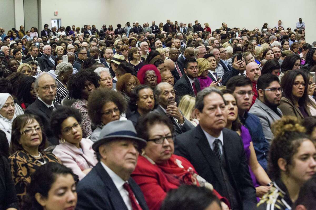 More than 2,000 people gathered at the NRG Center on Tuesday to be part of the Harris County Swearing-In Ceremony and Celebration during which Harris County Judge Lina Hidalgo was sworn in along with other officials, including more than 50 judges, Tuesday, Jan. 1, 2019, in Houston.
