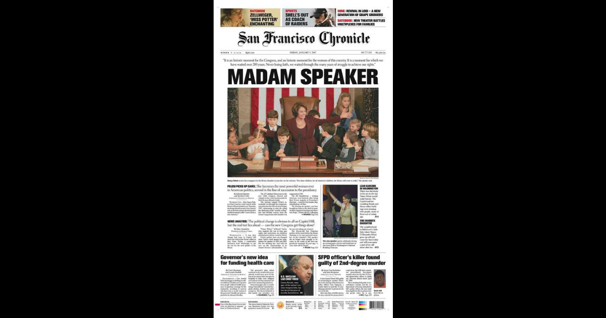 Chronicle Covers Nancy Pelosi Earns The Title Madam Speaker