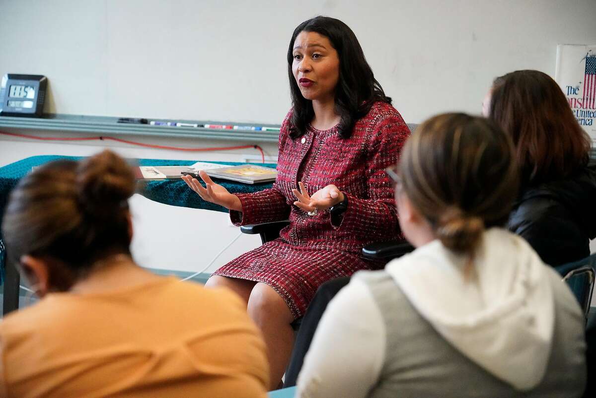 Mayor London Breed talks to students at Hilltop High School on Wednesday, December 5, 2018 in San Francisco, Calif.