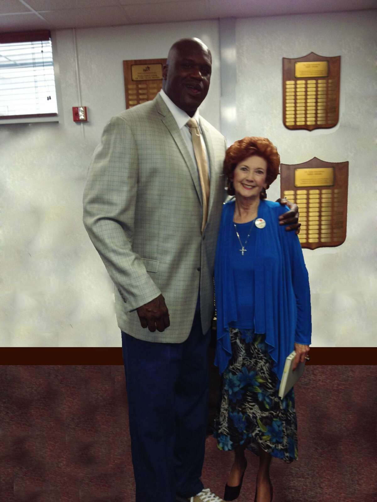 In 1989, shortly after the Cole High School boys basketball team posted a 36-0 record and won the 3A State Championship, Shaquille O'Neal took a photo with librarian Sandee Mewhinney. The Cole team was recently honored on the 25th anniversary of their perfect season at the State Basketball Tournament in Austin.