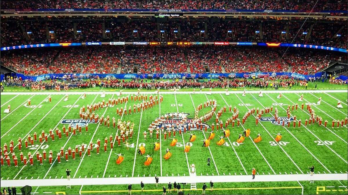 The UT Longhorn Marching Band performed 'Como La Flor' in tribute to late Tejano legend Selena at the Sugar Bowl in New Orleans on Jan. 1, 2019.