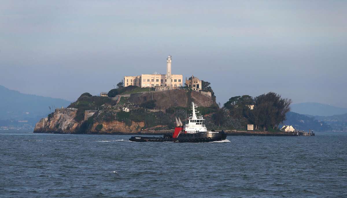 A tugboat passes Alcatraz Island in San Francisco, Calif. on Wednesday, Jan. 27, 2016. Adam Spiegel and his sailing partner were deep in the San Francisco Bay, near Alcatraz when their racing sailboat hit a whale.