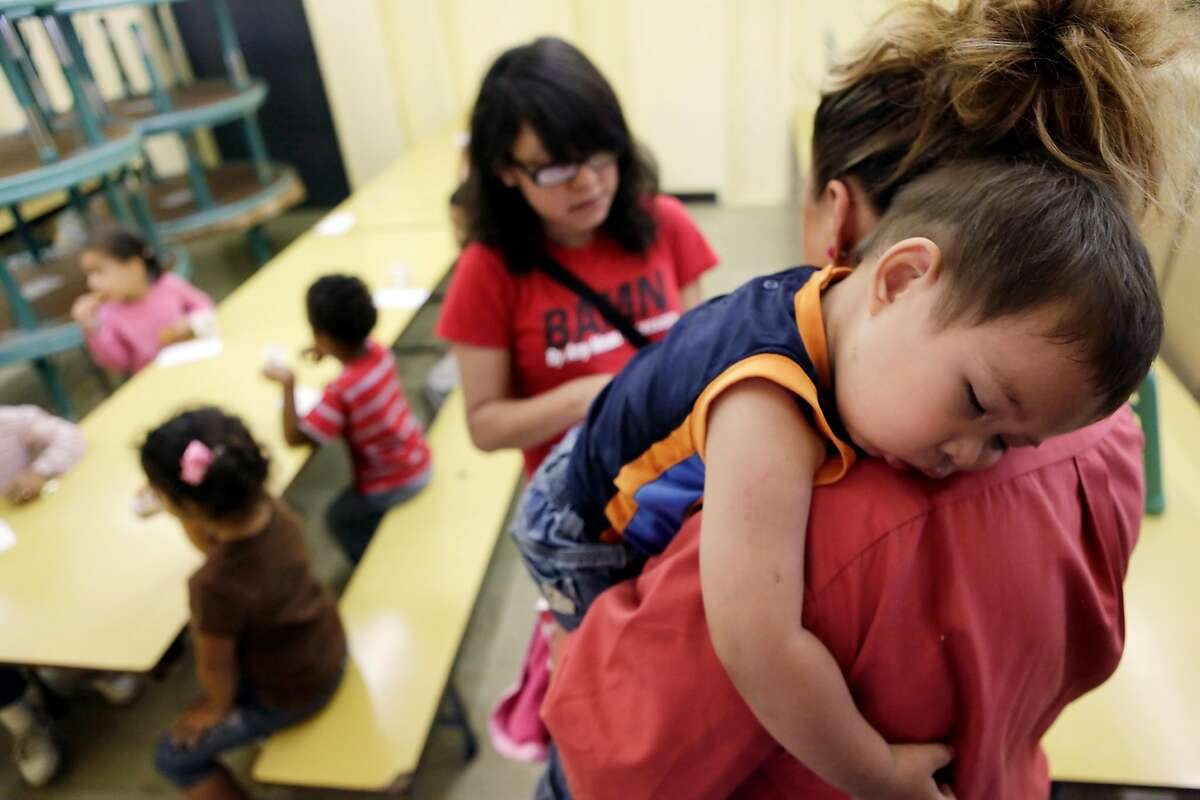 18-month-old Matias Brise�o napping on his mother's shoulder at the Jefferson Childhood Development Center in Oakland in 2010. As the new governor of California, Gavin Newsom will propose an increase of nearly $2 billion in early childhood educational spending.