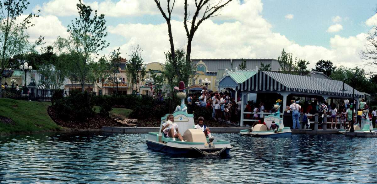 1984 Larry Syverson: Hanna Barbera Land was located in the northern suburbs of Houston, TX. It was only open in 1984 and 1985. We went both seasons. Quick Draw McGraw and Huckleberry Hound paddle boats. The photo was taken in August 1984.