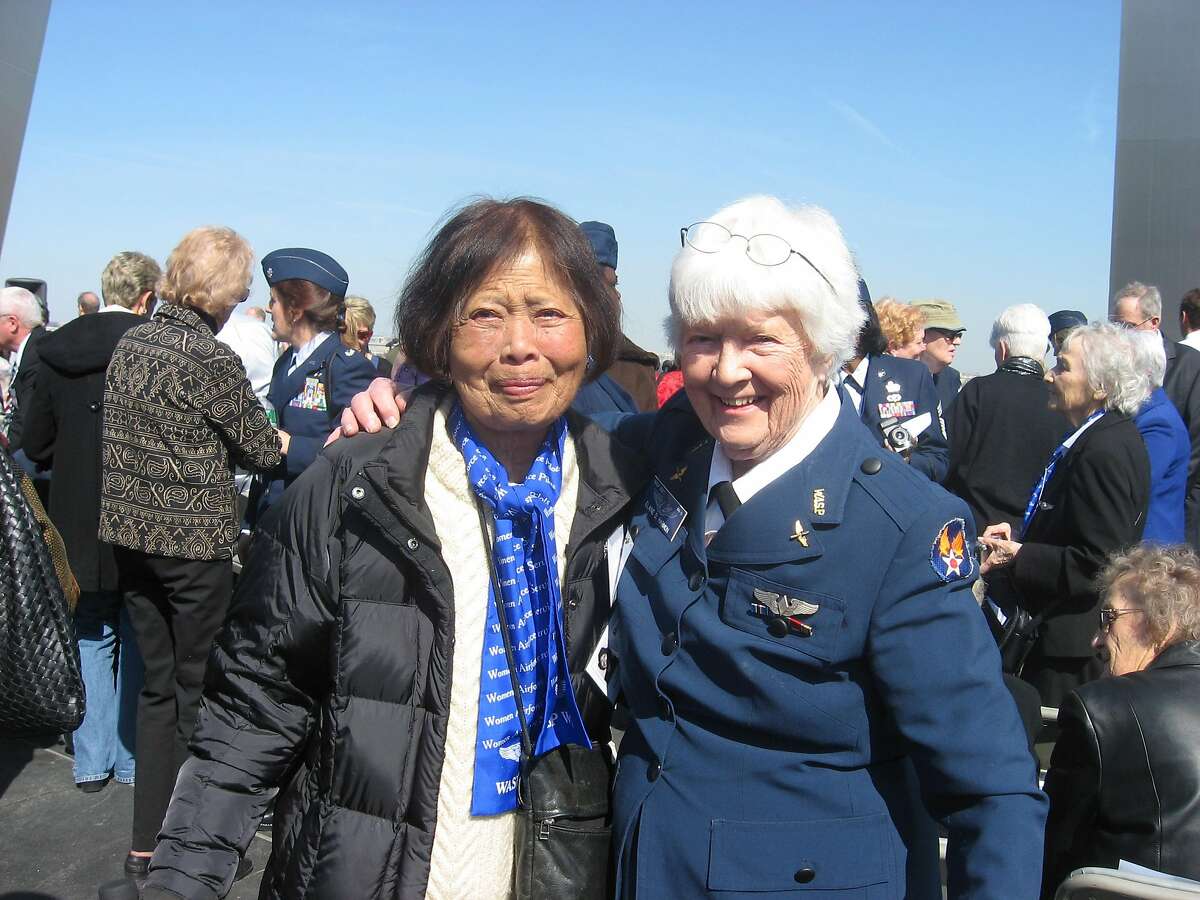 Maggie Gee, left, is pictured with Elaine Danforth Harmon. They were photographed at a 2010 event in Washington, D.C. in which the two women, as well as other members of the Women Airforce Service Pilots, or WASPs, were recognized with Congressional gold medals.