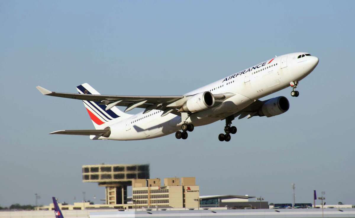 An Air France Airbus A330 begins its journey to Paris from Bush Intercontinental Airport in January 2019.