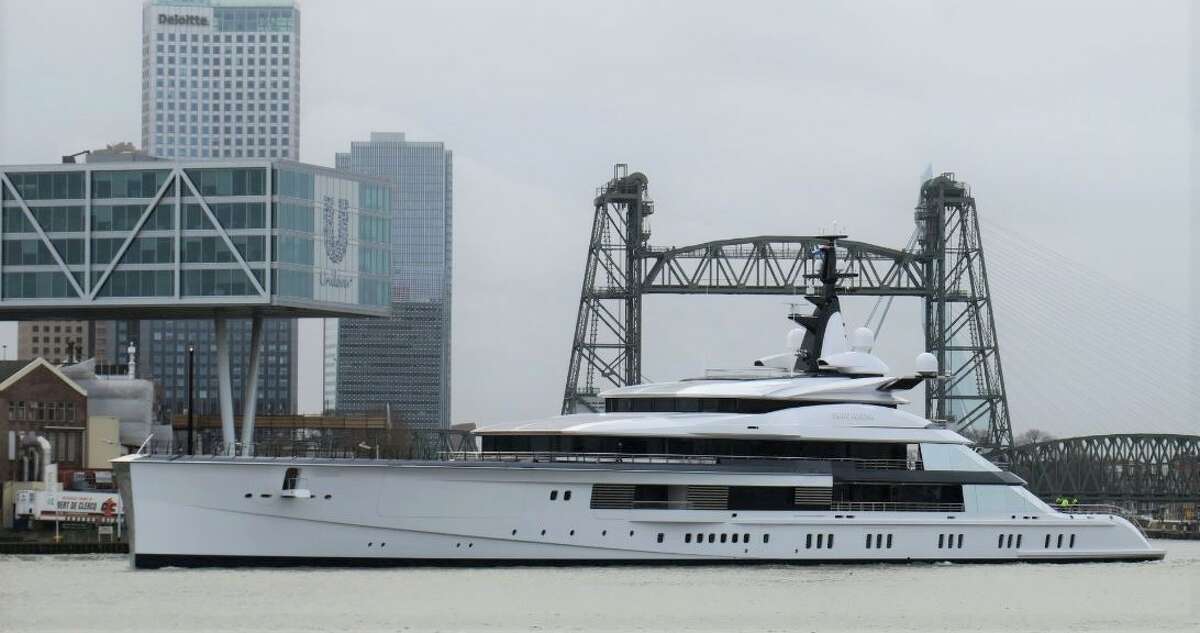 The massive 109-meter yacht comes complete with a helipad. (Photo: Dutch Yachting)