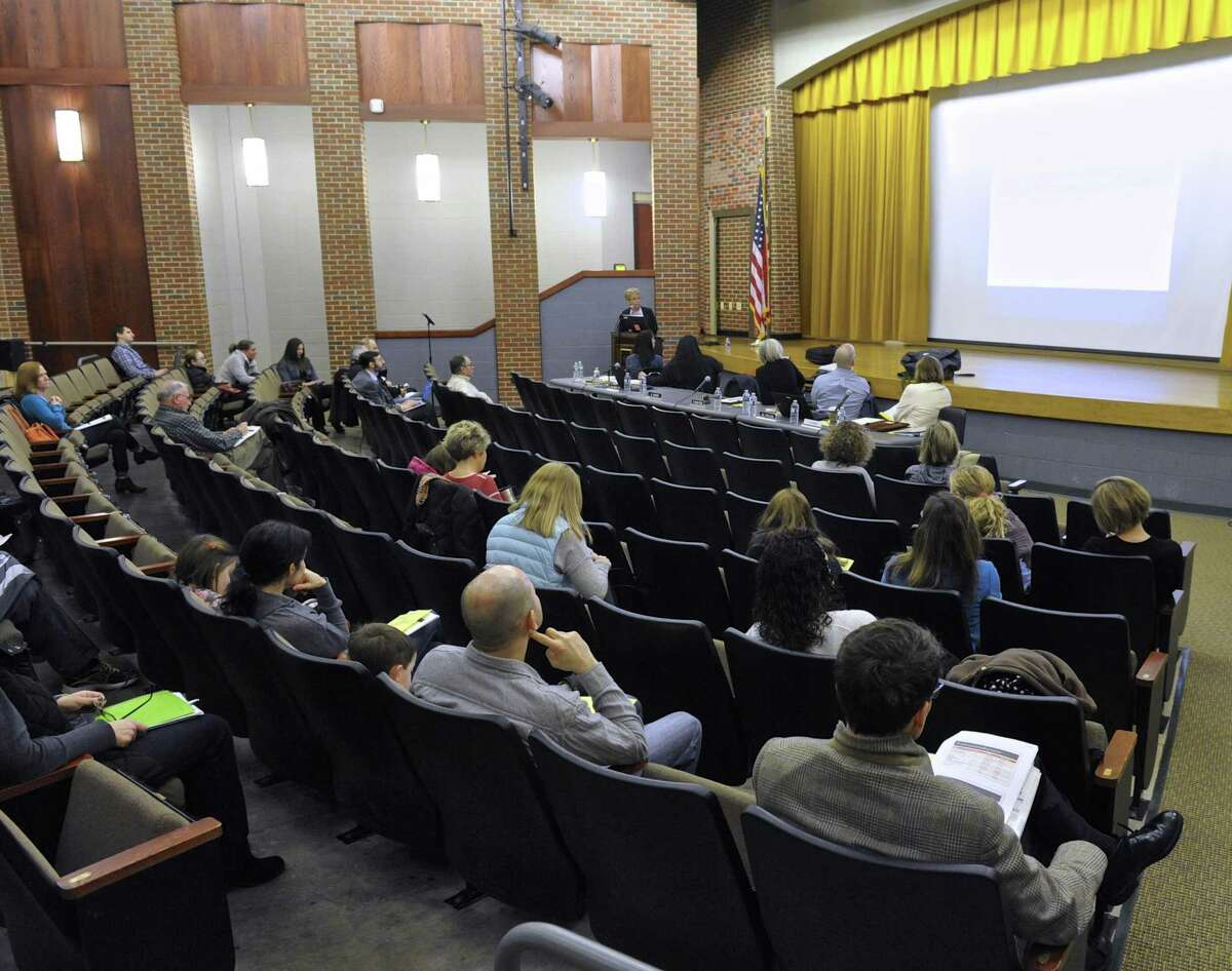File photo of past Ridgefield Board of Education public hearing on the school budget at Scotts Ridge Middle School.