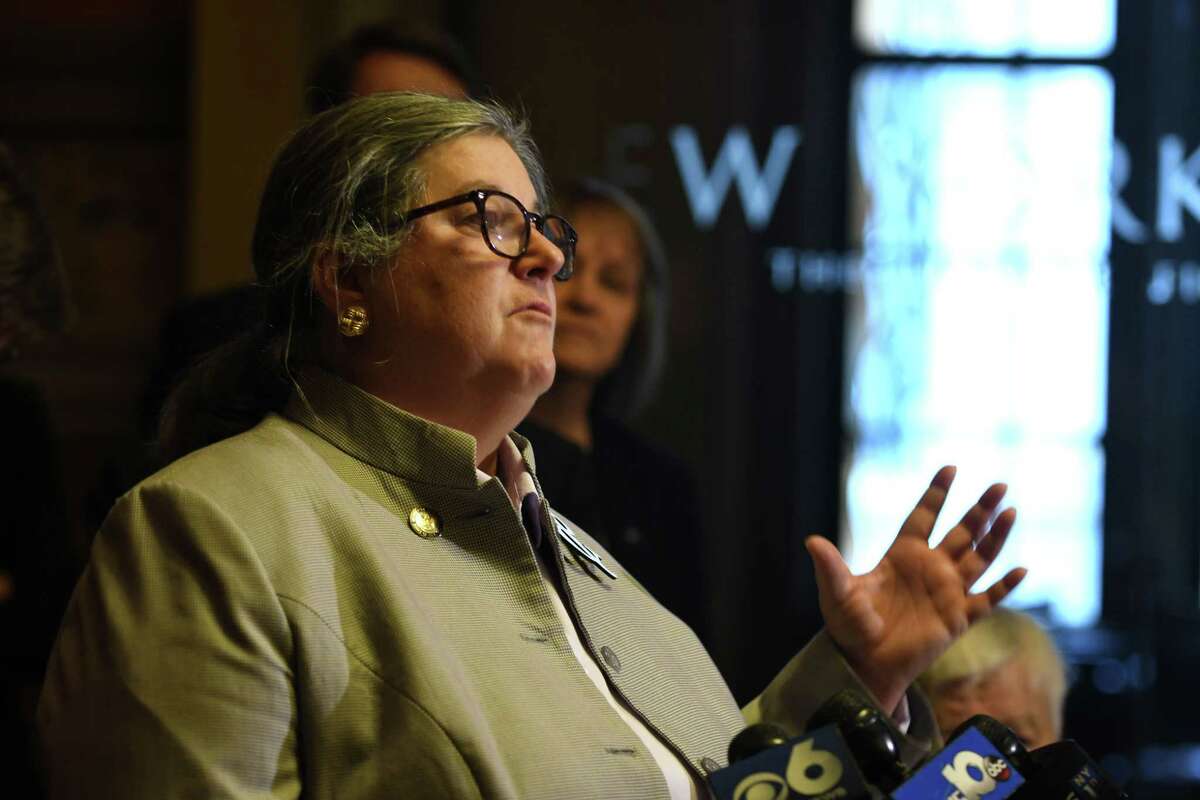 Assembly member Carrie Woerner speaks during a press conference where civic groups and lawmakers pushed for ethics reform on Tuesday, Jan. 8, 2019, in Albany, N.Y. (Will Waldron/Times Union)