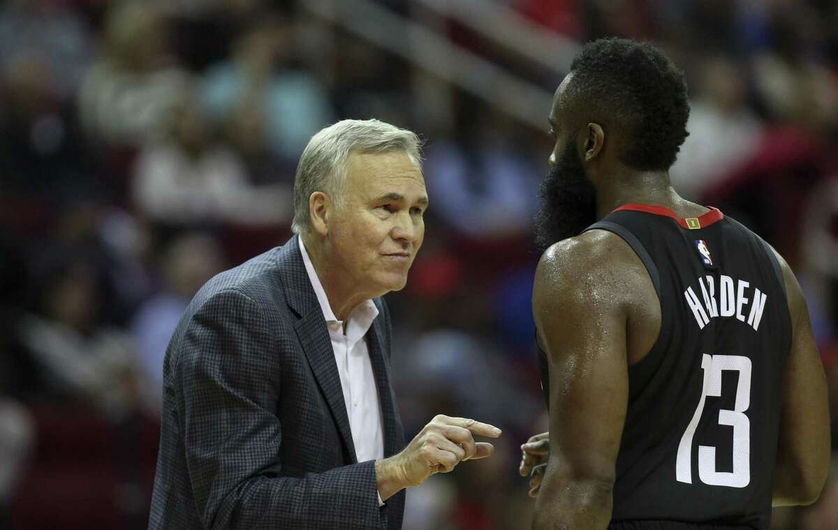 Guard James Harden praises Rockets coach Mike D'Antoni, left, for summoning the motivation to do great things on the court.
